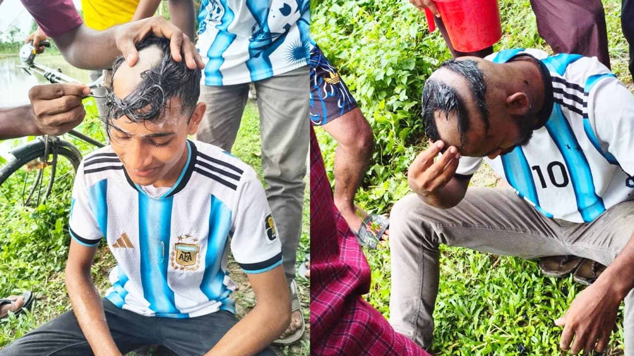 আর্জেন্টিনার হারে ন্যাড়া করে সমর্থন ছাড়লেন কুড়িগ্রামের দুই তরুণ