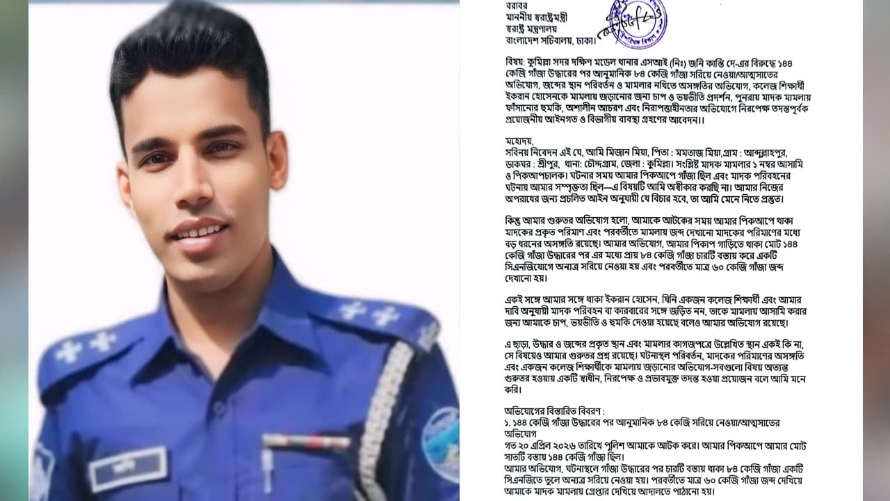 কুমিল্লায় মাদক মামলায় গাঁজা গায়েব ও হয়রানির অভিযোগ, তদন্তের আবেদন আসামিদের