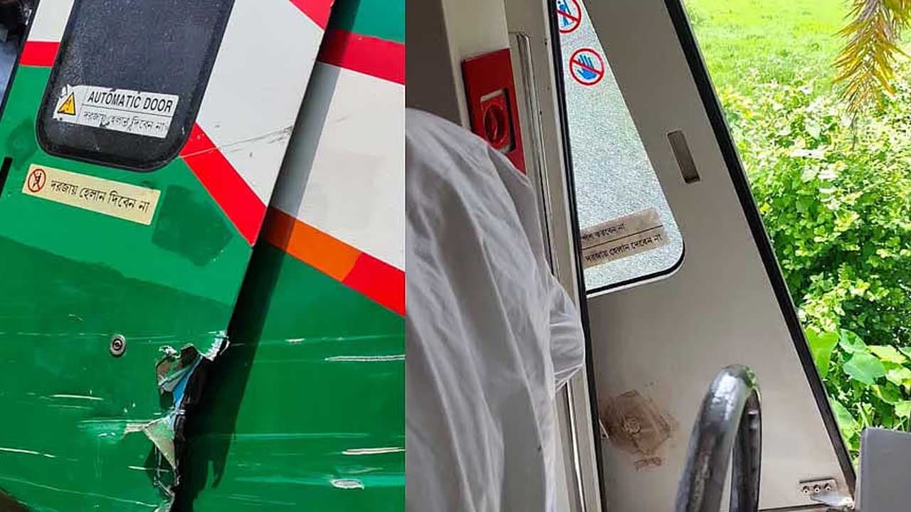টেম্পোর সঙ্গে ঘষা লেগে পর্যটক এক্সপ্রেসের ৬টি দরজা ক্ষতিগ্রস্ত