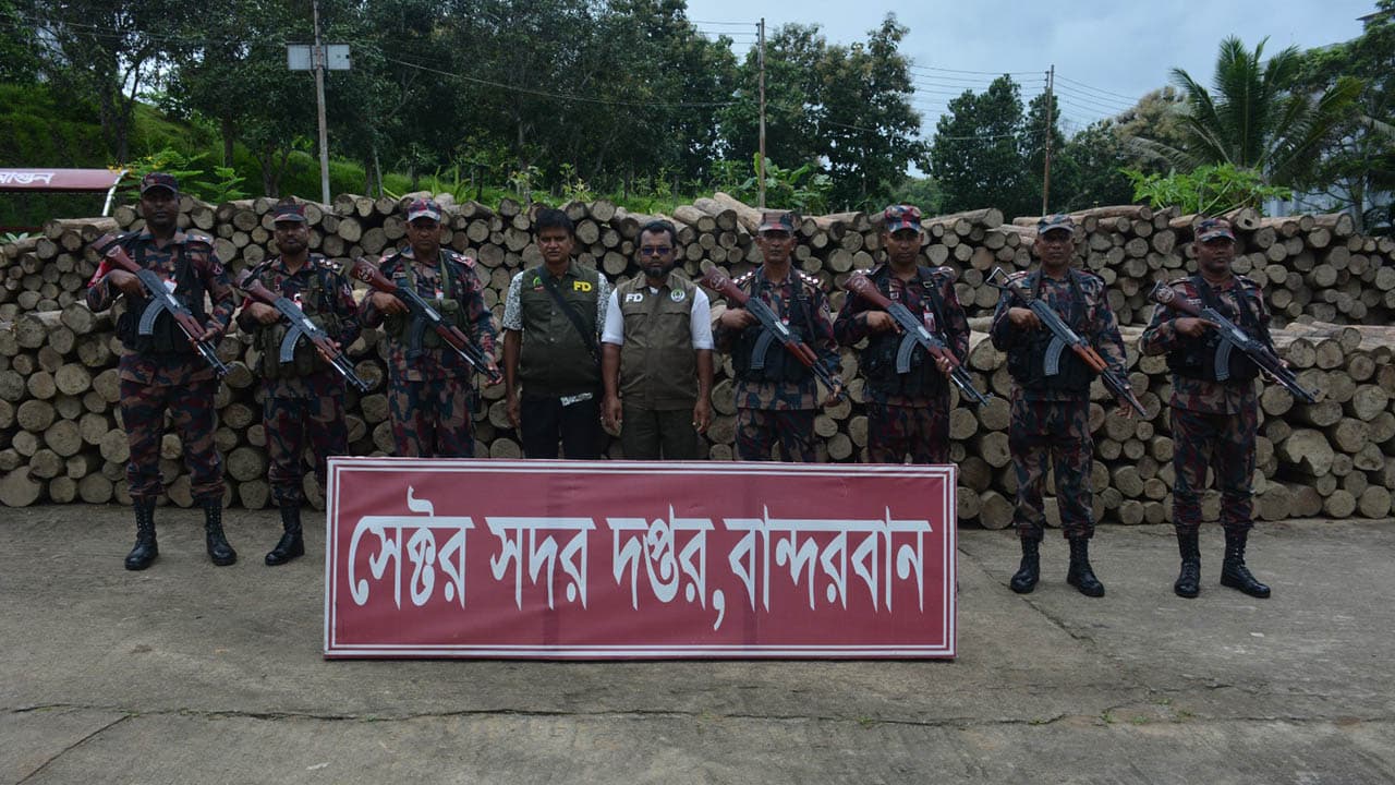 বান্দরবানে বিজিবির অভিযানে ৫৯ লাখ টাকার সেগুন কাঠ উদ্ধার