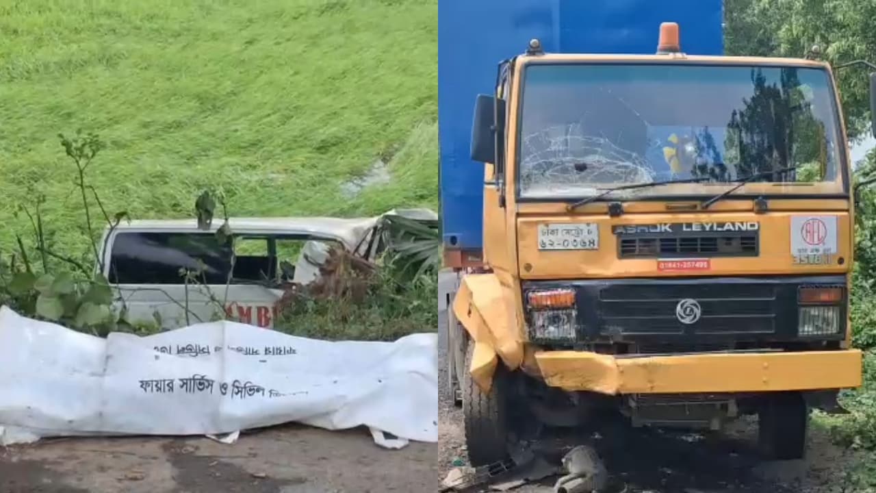 নাটোরে অ্যাম্বুলেন্স ও ভ্যান সংঘর্ষে আহত ৮