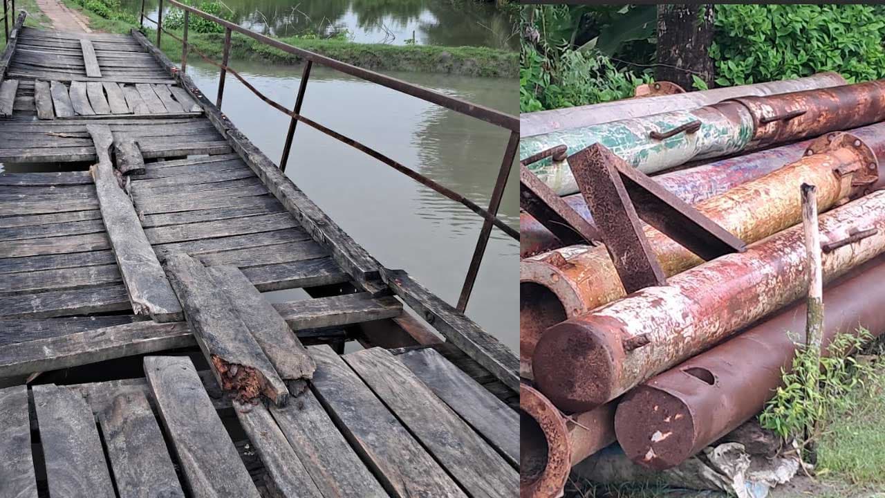 বাগেরহাটে ব্রিজ নির্মাণ কাজ বন্ধে স্থানীয়রা ভোগান্তি পান