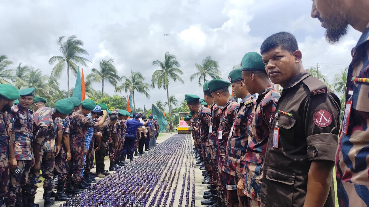 সাতক্ষীরায় বিজিবির অভিযানে উদ্ধারকৃত ৩২ কোটি টাকার মাদক ধ্বংস