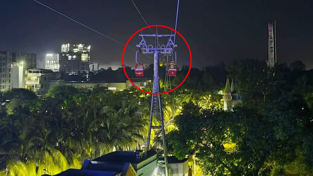 বগুড়ার কেবল কারে আটকে পরা পর্যটকদের ভয়াবহ এক ঘণ্টা