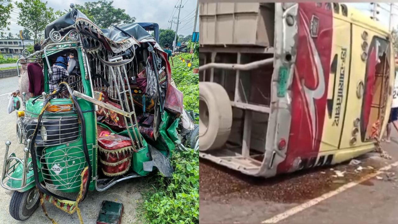 ত্রিশালে বাস দুর্ঘটনায় নিহত ২, আহত ১০