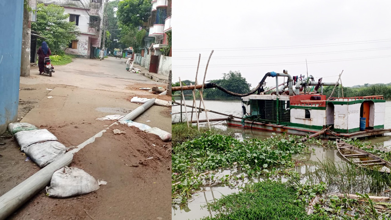 আঁধারে চলে ড্রেজার, হারিয়ে যাচ্ছে বরিশাল নগরীর পুকুর