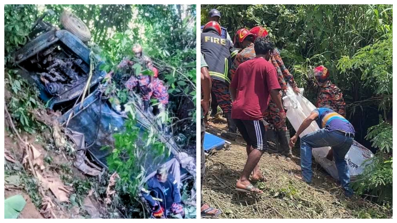 খাগড়াছড়িতে মালবাহী চাঁদের গাড়ি খাদে, চালক নিহত