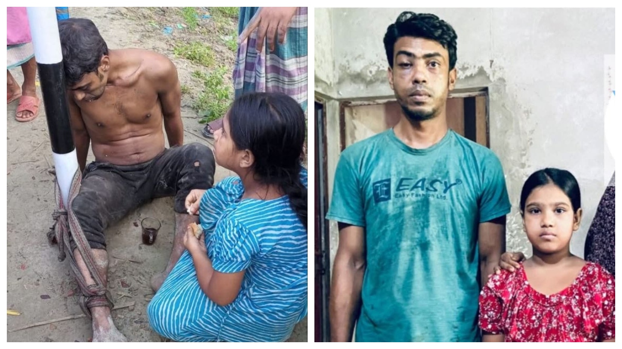 খুঁটিতে বাঁধা সেই বাবার পাশে প্রশাসন