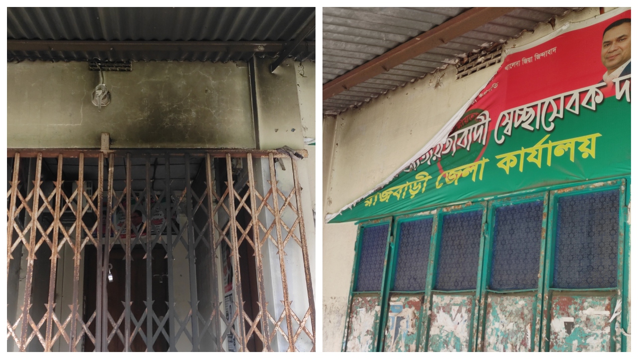 রাজবাড়ী বিএনপি কার্যালয়ে অগ্নিসংযোগ, তদন্ত করছে পুলিশ