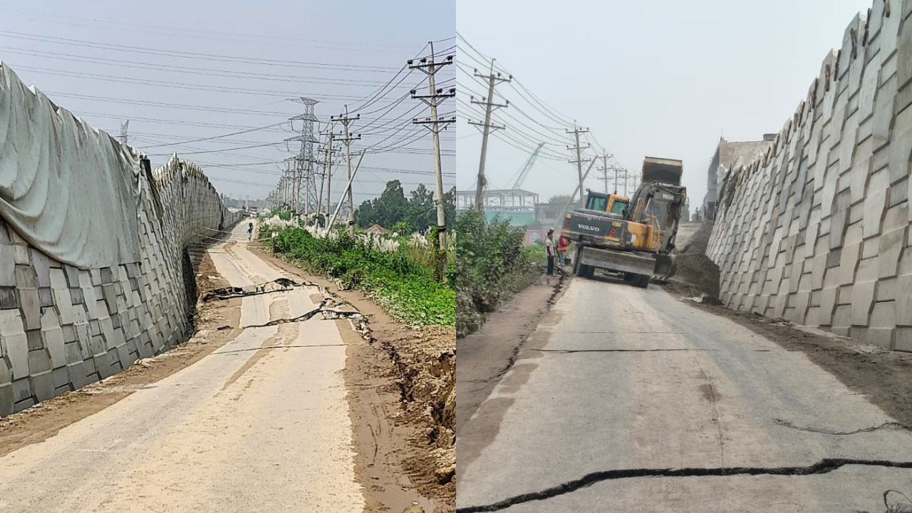 এশিয়ান হাইওয়েতে ফাটল, বৃষ্টিকে দায়ী করলেন প্রকল্প পরিচালক
